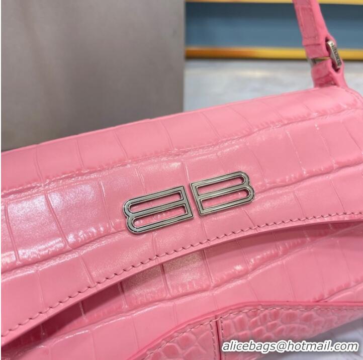 Top Quality Balenciaga LINDSAY CROCODILE EMBOSSED SMALL SHOULDER BAG WITH STRAP 6009 pink