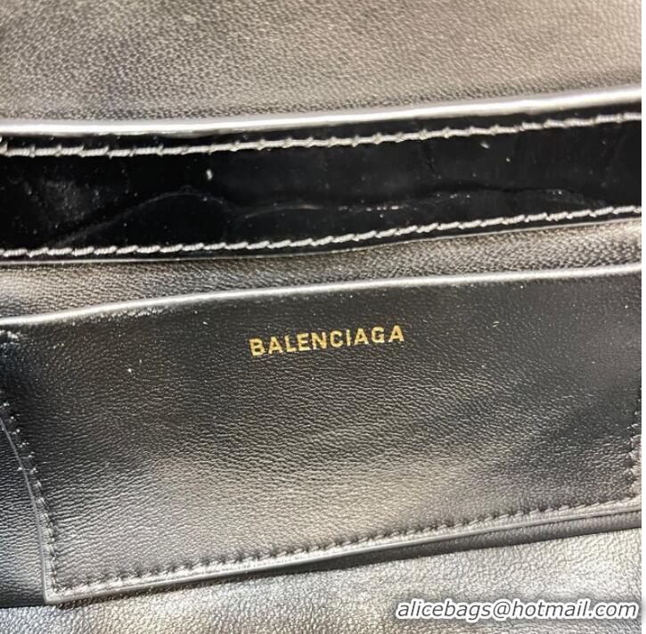 Market Sells Balenciaga LINDSAY CROCODILE EMBOSSED SMALL SHOULDER BAG WITH STRAP 6009 black