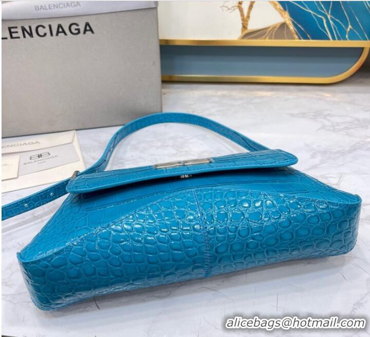 Well Crafted Balenciaga LINDSAY CROCODILE EMBOSSED SMALL SHOULDER BAG WITH STRAP 6009 blue