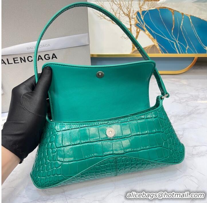 Modern Classic Balenciaga LINDSAY CROCODILE EMBOSSED SMALL SHOULDER BAG WITH STRAP 6009 green