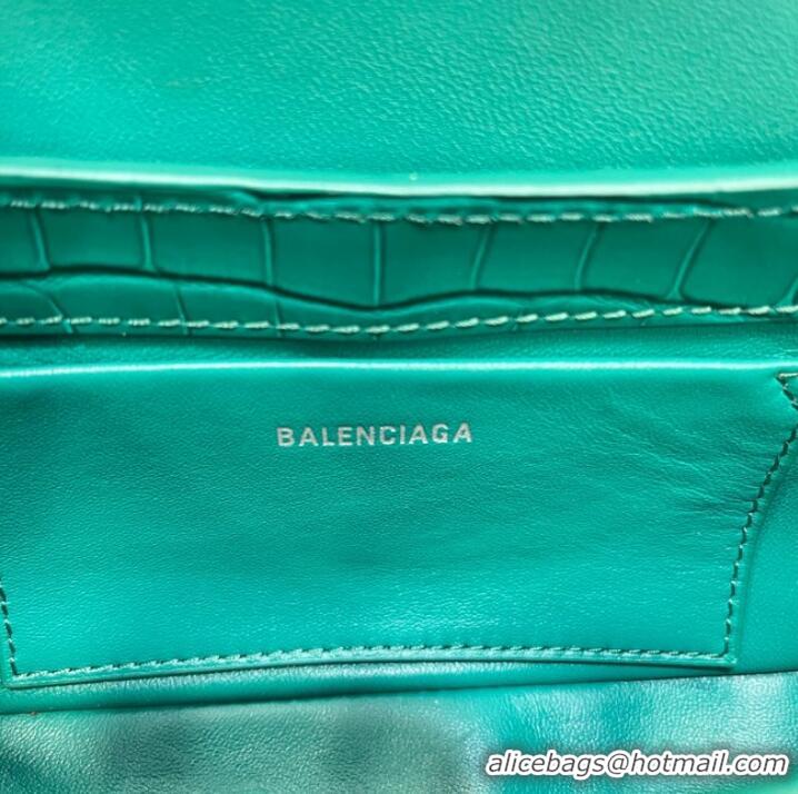 Modern Classic Balenciaga LINDSAY CROCODILE EMBOSSED SMALL SHOULDER BAG WITH STRAP 6009 green