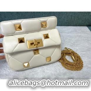 Good Product VALENTINO GARAVANI ROMAN STUD Small sheepskin bag 1W2B0L04 white