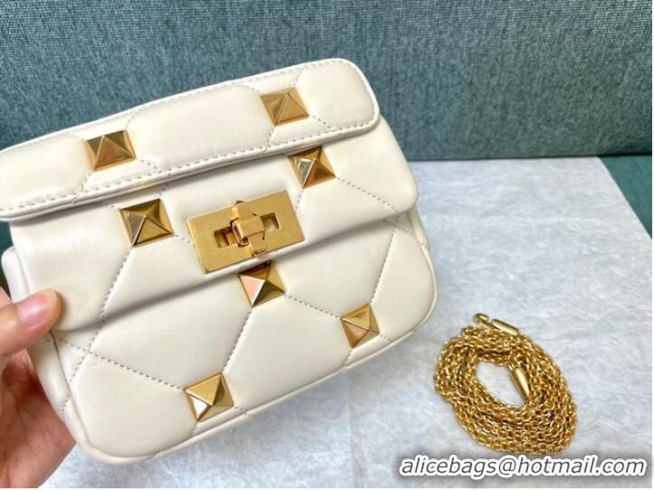 Good Product VALENTINO GARAVANI ROMAN STUD Small sheepskin bag 1W2B0L04 white