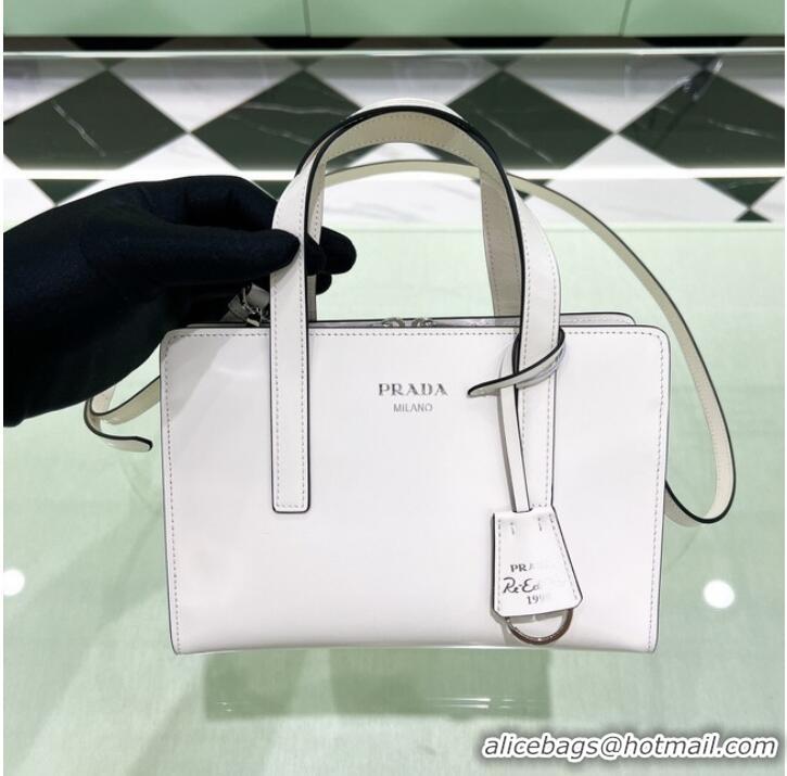 Top Quality Prada Re-Edition 1995 brushed-leather small shoulder bag 1BA357 White