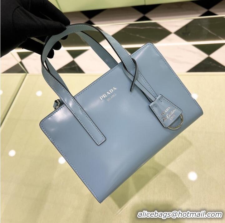 Good Product Prada Re-Edition 1995 brushed-leather small shoulder bag 1BA357 light blue