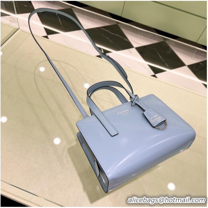 Good Product Prada Re-Edition 1995 brushed-leather small shoulder bag 1BA357 light blue