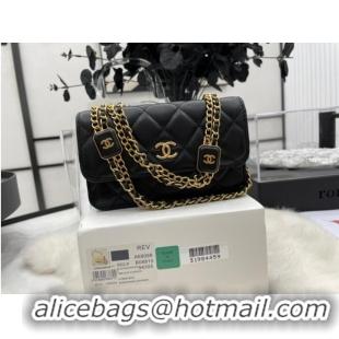 Top Grade Chanel mini FLAP BAG Lambskin & Gold-Tone Metal A68098 black