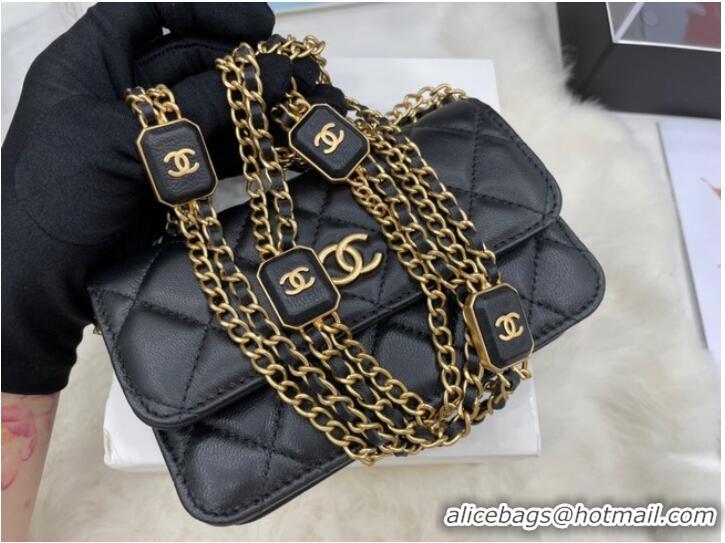 Top Grade Chanel mini FLAP BAG Lambskin & Gold-Tone Metal A68098 black