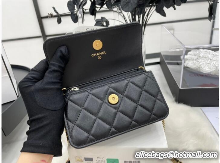 Top Grade Chanel mini FLAP BAG Lambskin & Gold-Tone Metal A68098 black