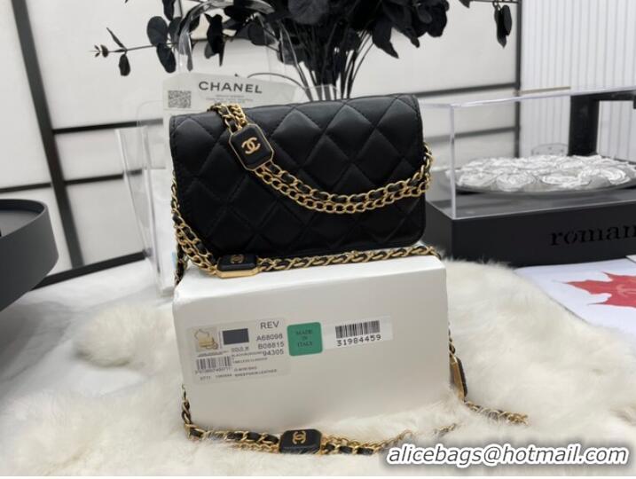 Top Grade Chanel mini FLAP BAG Lambskin & Gold-Tone Metal A68098 black