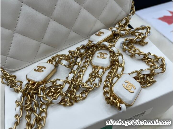 Promotional Chanel mini FLAP BAG Lambskin & Gold-Tone Metal A68098 white