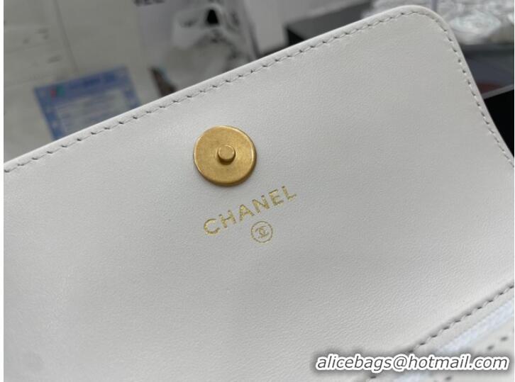 Promotional Chanel mini FLAP BAG Lambskin & Gold-Tone Metal A68098 white