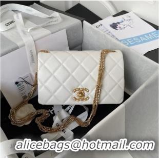 Fashion Show Collections Chanel small FLAP BAG Lambskin & Gold-Tone Metal AS3386 white