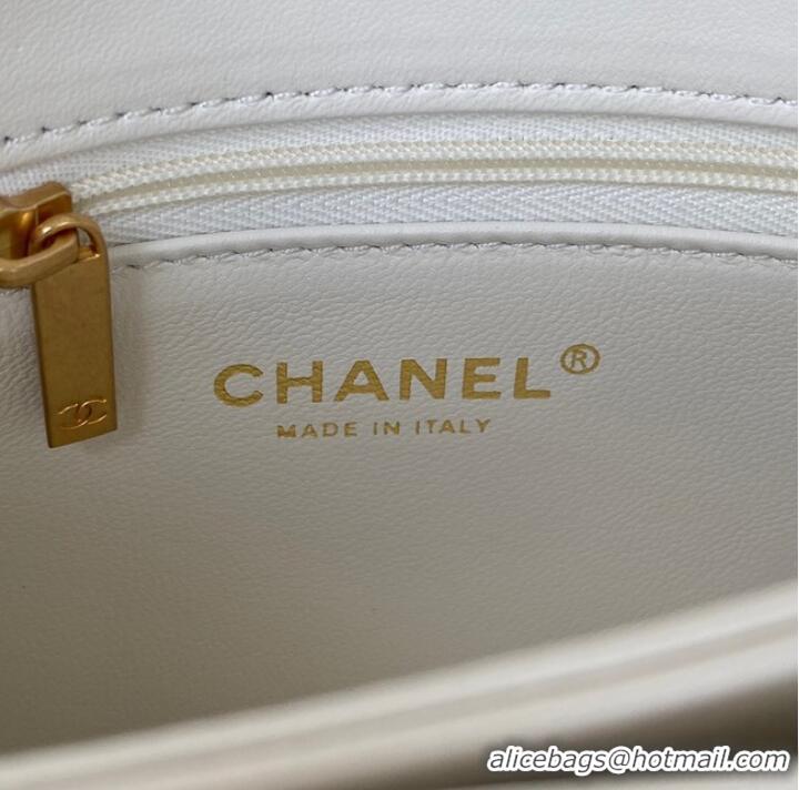 Fashion Show Collections Chanel small FLAP BAG Lambskin & Gold-Tone Metal AS3386 white