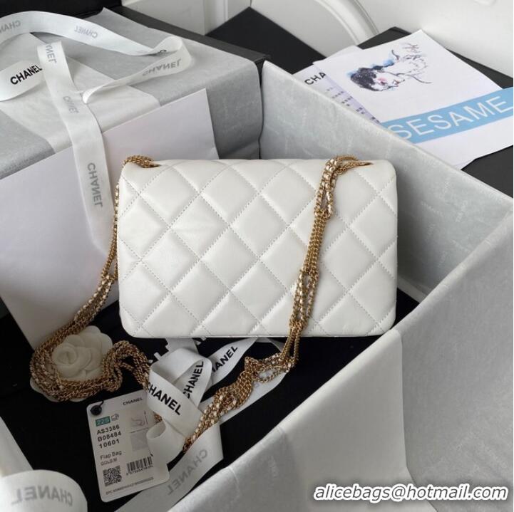 Fashion Show Collections Chanel small FLAP BAG Lambskin & Gold-Tone Metal AS3386 white