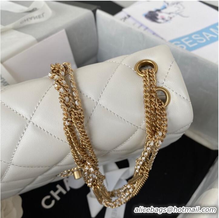 Fashion Show Collections Chanel small FLAP BAG Lambskin & Gold-Tone Metal AS3386 white