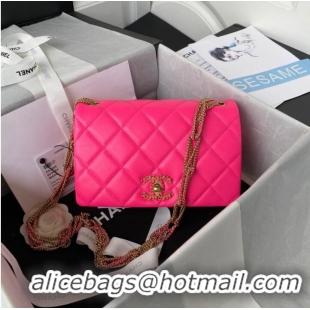 Luxury New Chanel small FLAP BAG Lambskin & Gold-Tone Metal AS3386 pink