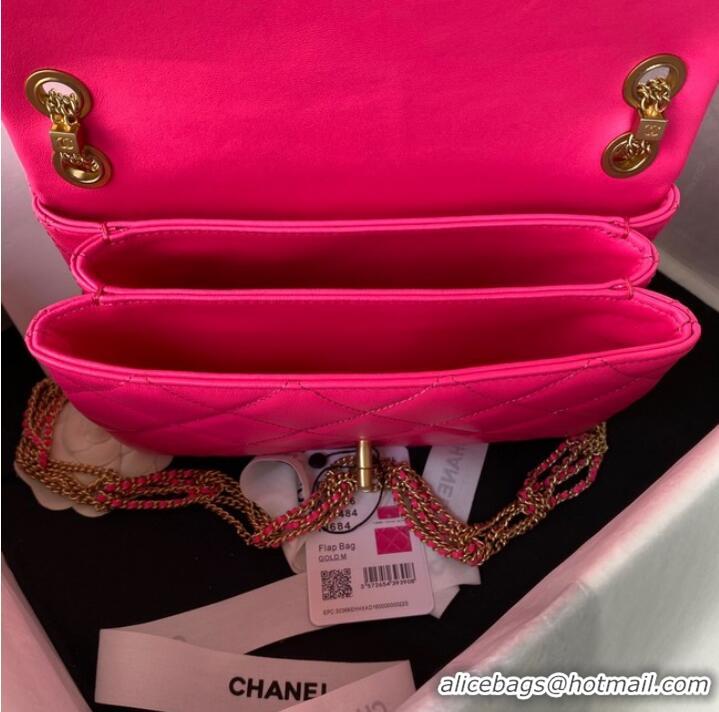 Luxury New Chanel small FLAP BAG Lambskin & Gold-Tone Metal AS3386 pink