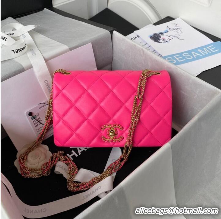 Luxury New Chanel small FLAP BAG Lambskin & Gold-Tone Metal AS3386 pink