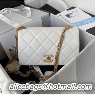 Classic Cheapest Chanel small FLAP BAG Lambskin & Gold-Tone Metal AS3387 white