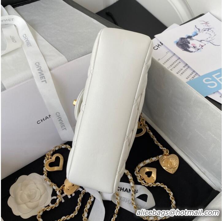 Good Product Chanel MINI FLAP BAG Lambskin & Gold-Tone Metal AS3457 white