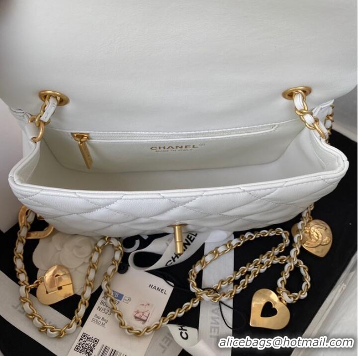 Good Product Chanel MINI FLAP BAG Lambskin & Gold-Tone Metal AS3457 white