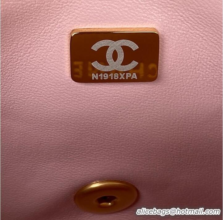 Famous Brand Chanel MINI FLAP BAG Lambskin & Gold-Tone Metal AS3457 pink