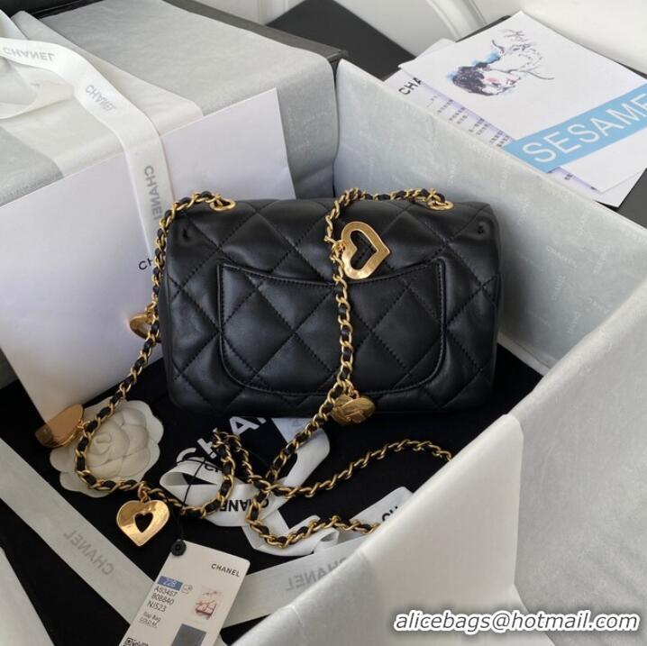 New Style Chanel MINI FLAP BAG Lambskin & Gold-Tone Metal AS3457 black