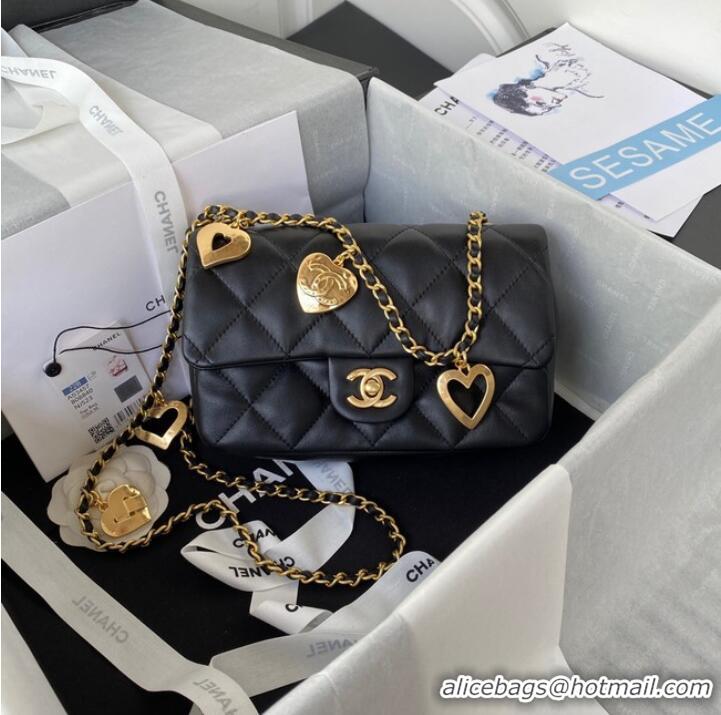 New Style Chanel MINI FLAP BAG Lambskin & Gold-Tone Metal AS3457 black