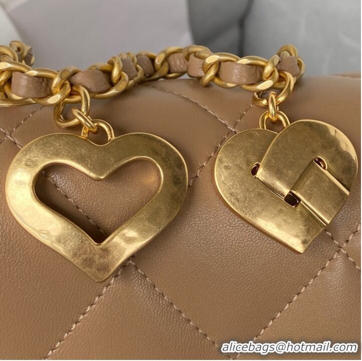 Super Quality Chanel MINI FLAP BAG Lambskin & Gold-Tone Metal AS3457 apricot