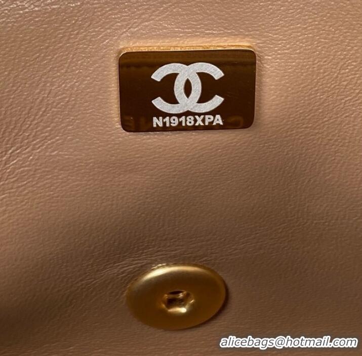 Super Quality Chanel MINI FLAP BAG Lambskin & Gold-Tone Metal AS3457 apricot