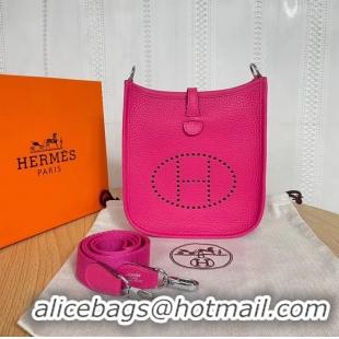 Best Product Hermes Evelyne original togo leather mini Shoulder Bag H15698 hot pink