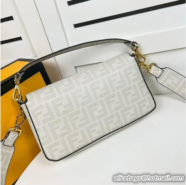 Super Quality Fendi FF glazed fabric bag with inlay Baguette F0705 gray