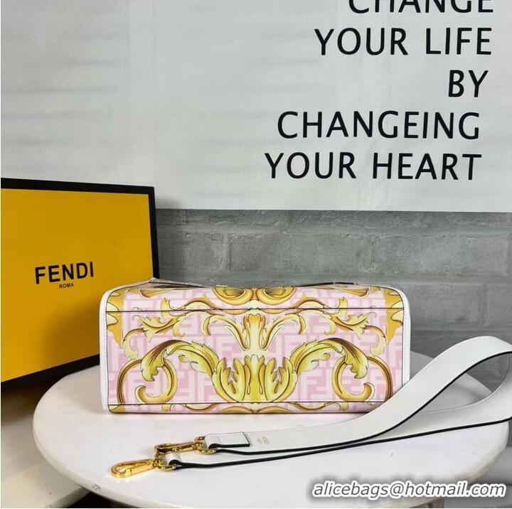 Trendy Design Fendi Sunshine Medium Fendace Printed white leather shopper 8BH386A