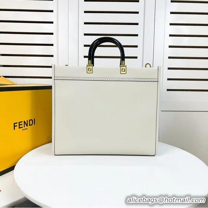 Promotional Fendi Sunshine Medium Fendace Printed leather Logo shopper 8BH386A white