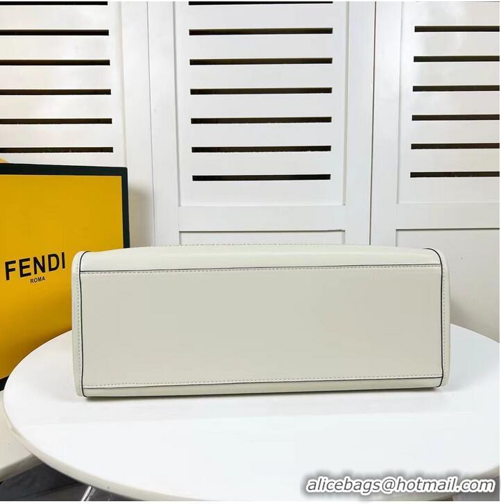 Promotional Fendi Sunshine Medium Fendace Printed leather Logo shopper 8BH386A white