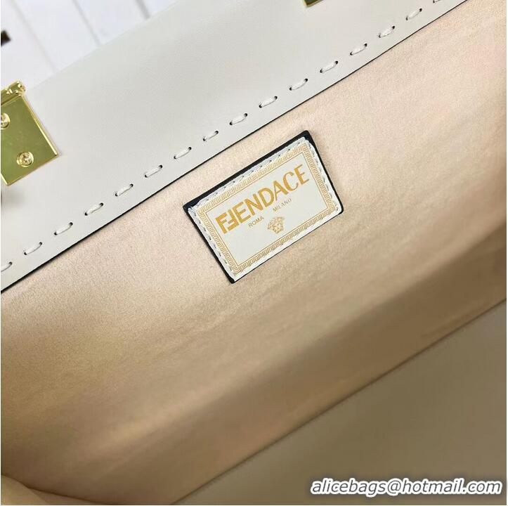 Promotional Fendi Sunshine Medium Fendace Printed leather Logo shopper 8BH386A white