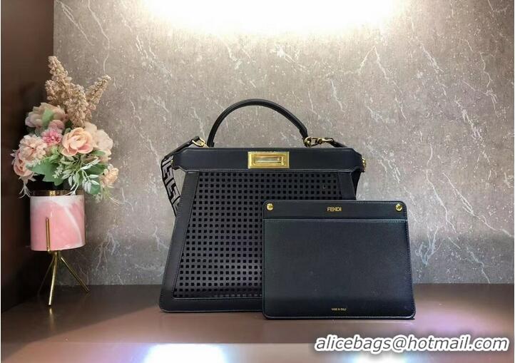 Good Taste Fendi Peekaboo ISeeU perforated leather bag F1658 black