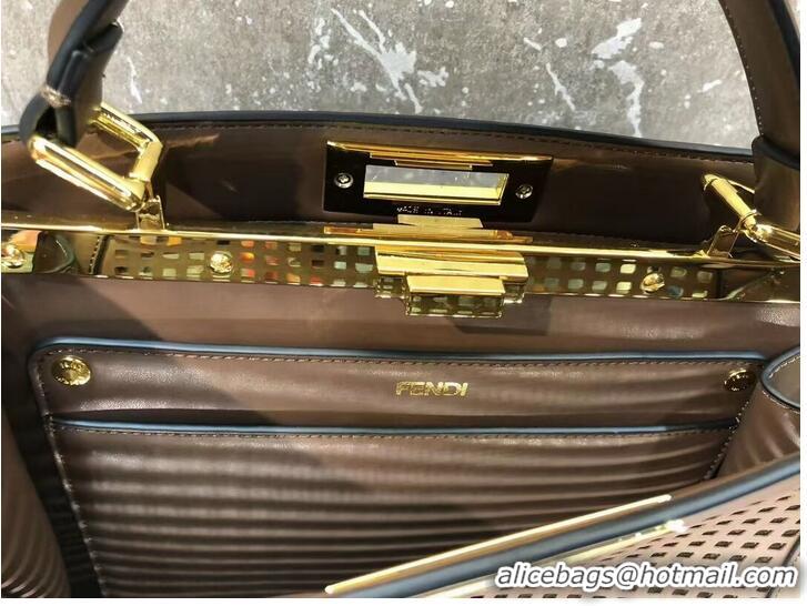 Top Quality Fendi Peekaboo ISeeU perforated leather bag F1658 Coffee