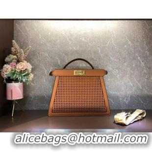 Good Quality Fendi Peekaboo ISeeU perforated leather bag F1658 brown