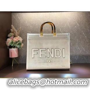 Reasonable Price Fendi Sunshine Medium Two-toned perforated leather shopper 8BH386A white