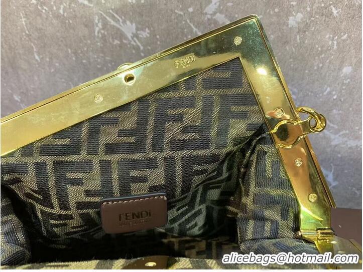 Top Design FENDI FIRST MEDIUM Mint leather interlace bag 8BP127AB black