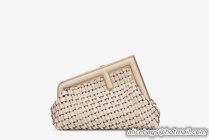 New Style FENDI FIRST MEDIUM Mint leather interlace bag 8BP127AB cream