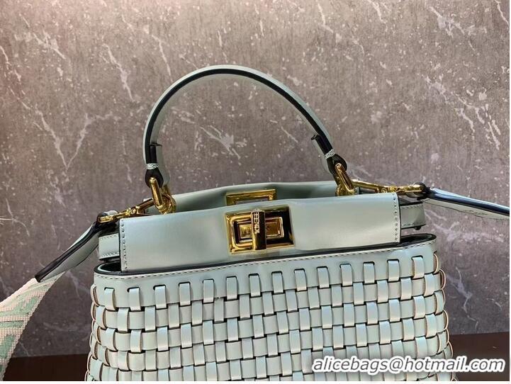 Buy Fashionable Fendi Peekaboo Mini braided leather bag 8BN244A green