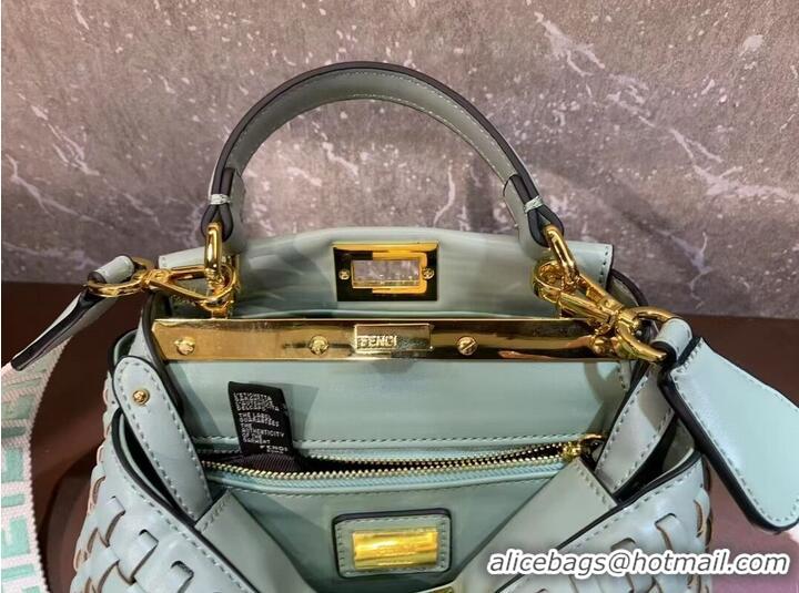 Buy Fashionable Fendi Peekaboo Mini braided leather bag 8BN244A green