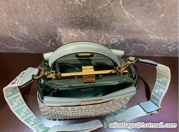 Buy Fashionable Fendi Peekaboo Mini braided leather bag 8BN244A green