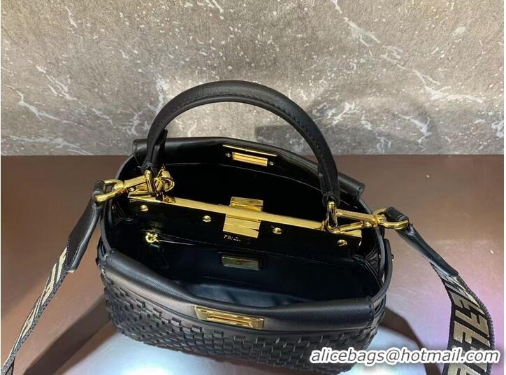 Buy Best Fendi Peekaboo Mini braided leather bag 8BN244A black