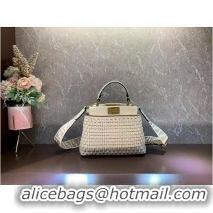 Top Quality Fendi Peekaboo Mini braided leather bag 8BN244A Beige