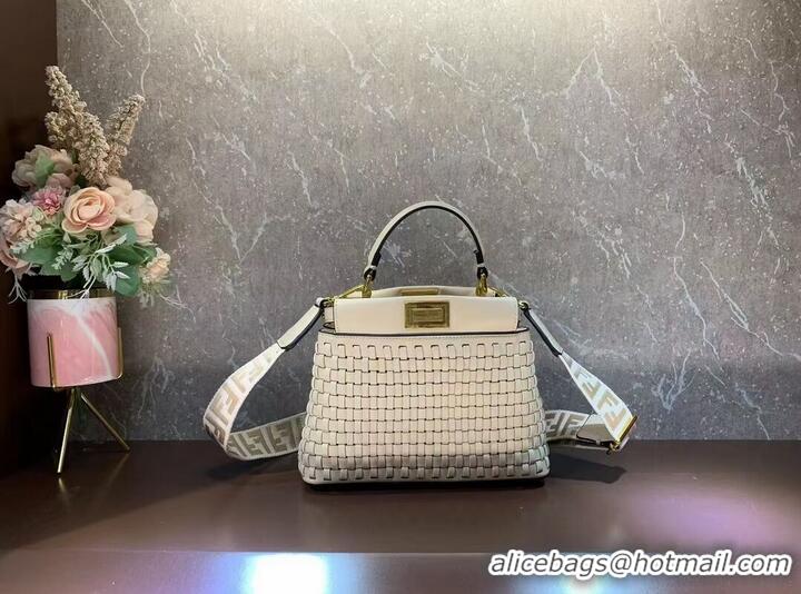 Top Quality Fendi Peekaboo Mini braided leather bag 8BN244A Beige