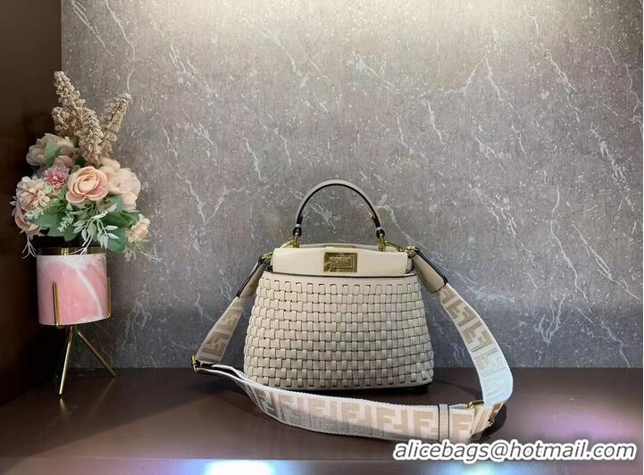 Top Quality Fendi Peekaboo Mini braided leather bag 8BN244A Beige